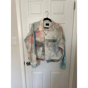 Men's Fear of God Lightweight Jacket M White Pink Blue Tie-Dye